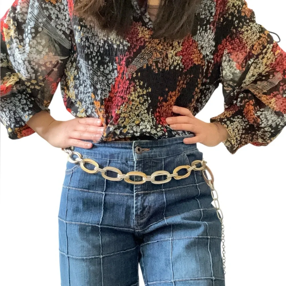 Vintage Y2K Metal Chain Link Belt Boho Festival 42”